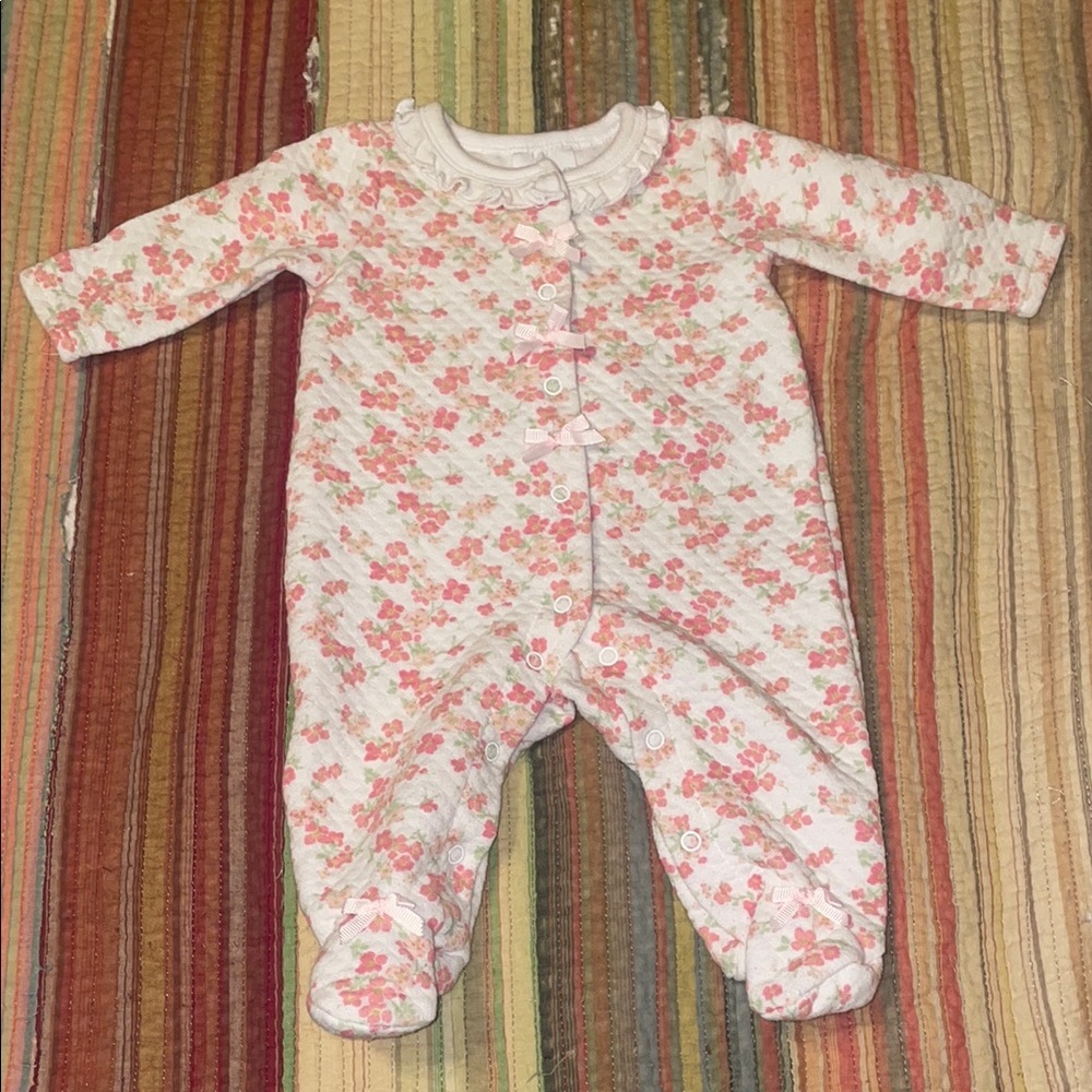 Laura Ashley Pink and White Floral Footies